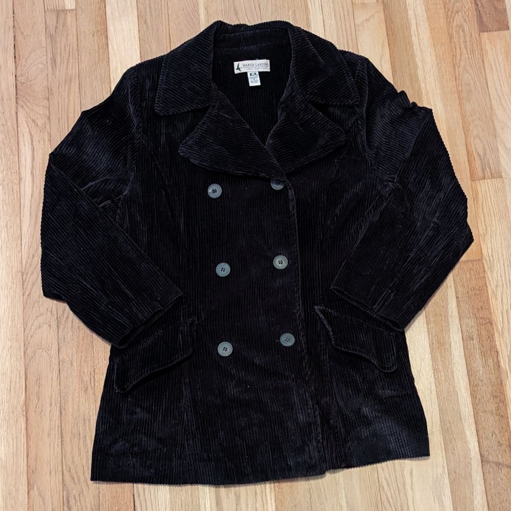 Marsh Landing Vintage Cotton Corduroy Black peacoat jacket